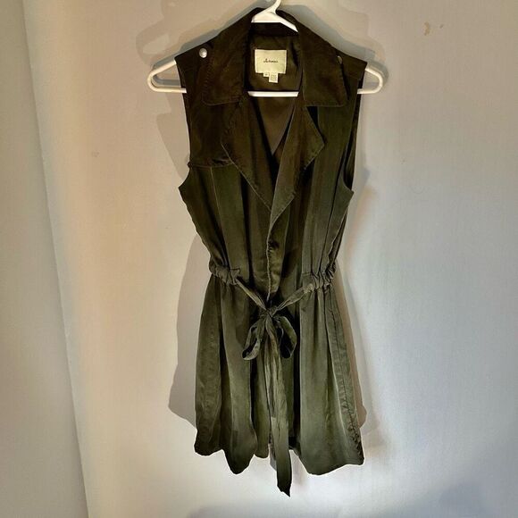 Elevenses Olive Wrap Trench Dress / Vest. SP. Anthropologie - Picture 4 of 13